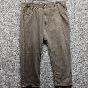 Member's Property Men's 44x32 Brown Y2K Hip Hop Skater Wide Leg Baggy Jeans